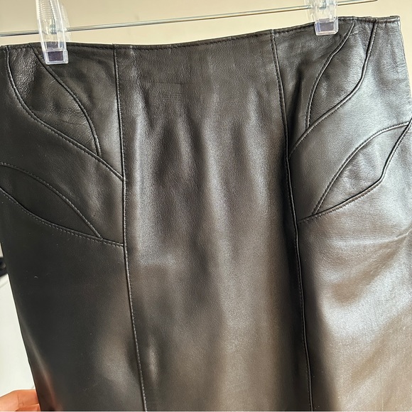 Vintage 100% Genuine Leather Pencil Skirt - Picture 2 of 3